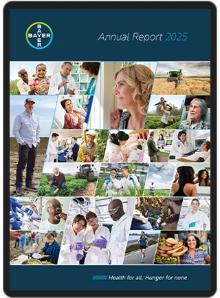 Collection of images featuring smiling people of all ages, representing the different divisions of Bayer.