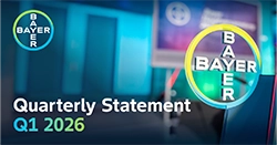 Homepage section featuring the colorful Bayer AG logo.